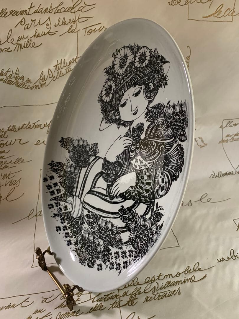 ビヨンヴィンブラッド　ニモール窯ビンテージの少女パロマ大型絵皿　saku様