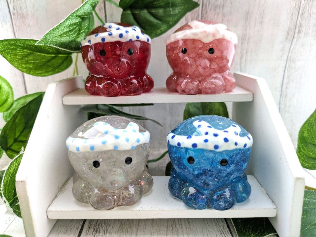 【ローザ】レッドクラック水晶のたこちゃん形オルゴナイト☆他５点