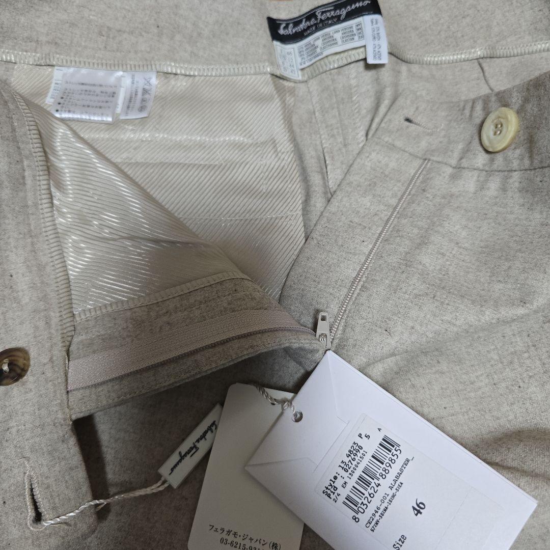 【未使用】★週末割引★Ferragamoカシミヤ入りワイドパンツ 46