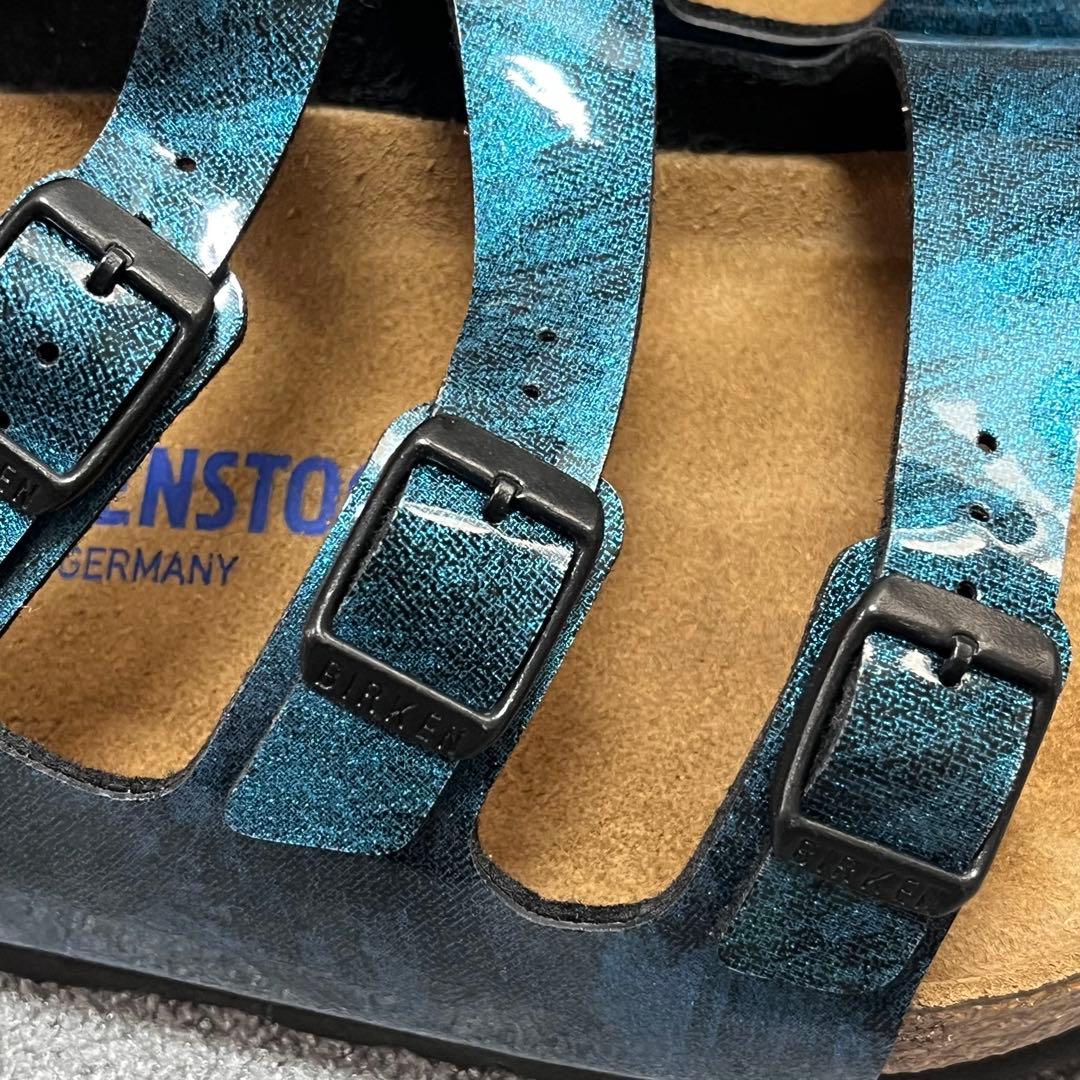 メタリック調ブルー/3バックル/ドイツ製 43 BIRKENSTOCK