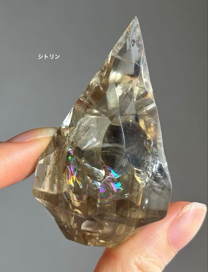 高品質　シトリン　フレイム　ダイヤモンド　虹　スモーキー