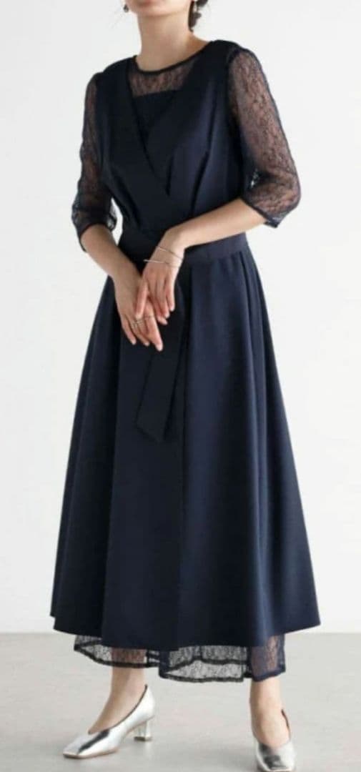 新品　Rire Fete リルフェテ　レースレイヤードパンツドレス　ヤマダヤ