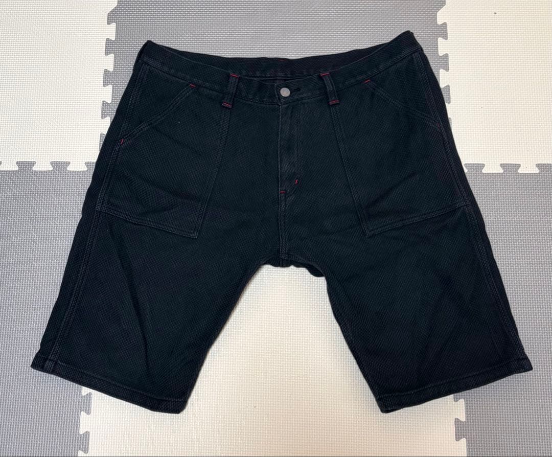【masato】児島ジーンズ 刺し子 ハーフパンツ 40インチ ブラック