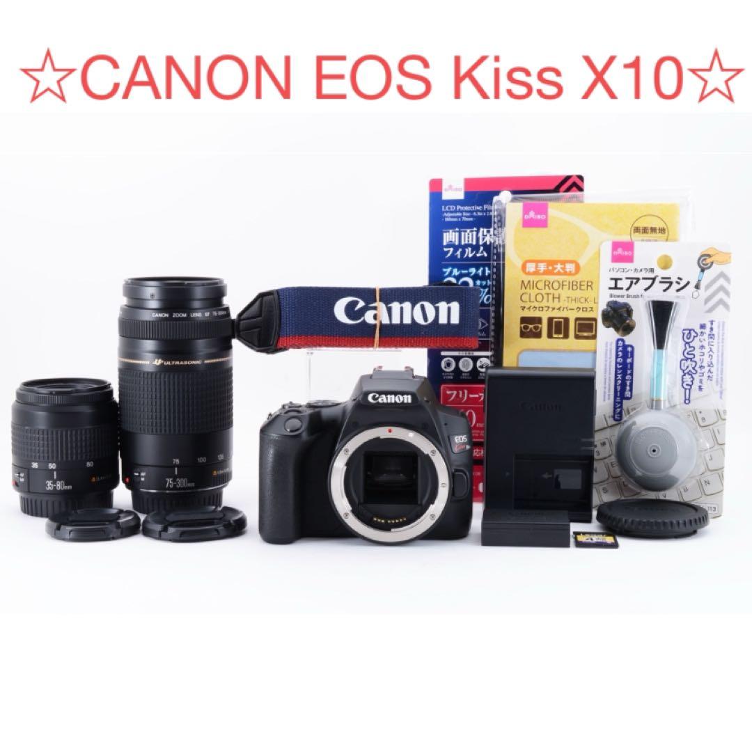 Wi-Fi/動画/保証/canon kiss x10標準&望遠ダブルレンズセット