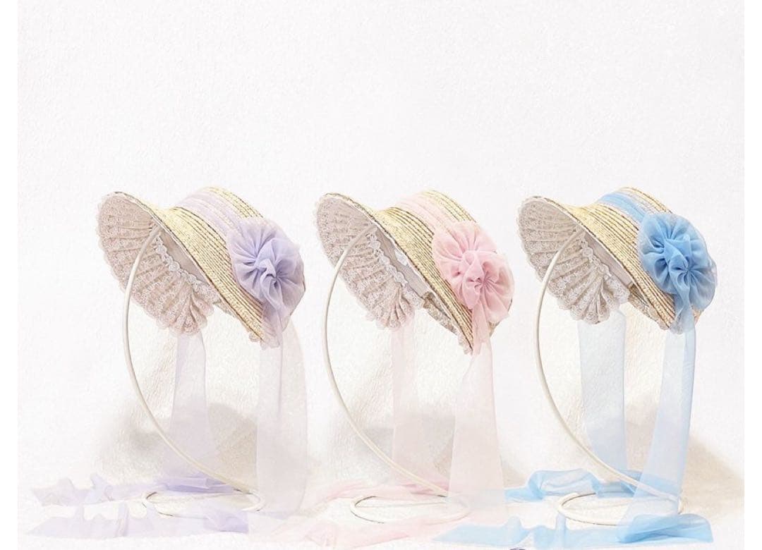 シュエット リュバン　ジョルゼットのボンネット(シエルブルー）