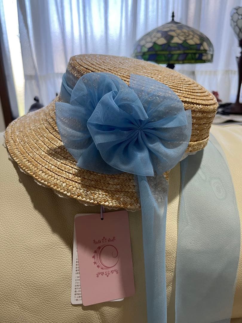 シュエット リュバン　ジョルゼットのボンネット(シエルブルー）