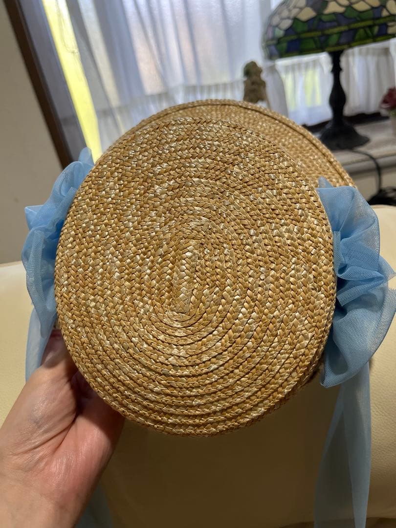 シュエット リュバン　ジョルゼットのボンネット(シエルブルー）