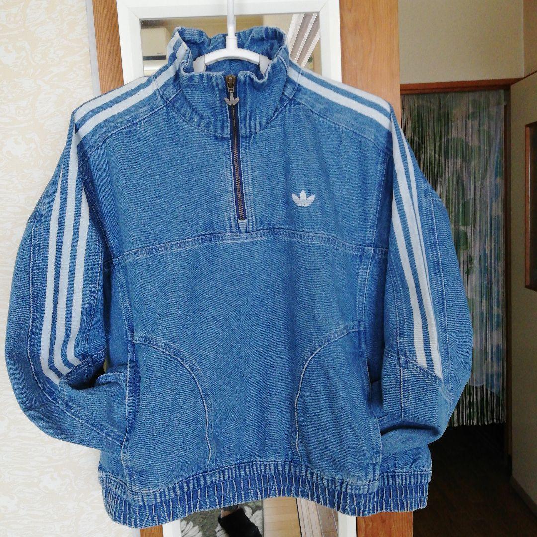 adidas デニムハーフジップ