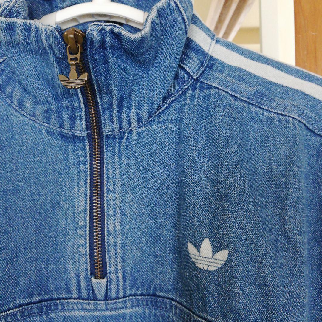 adidas デニムハーフジップ