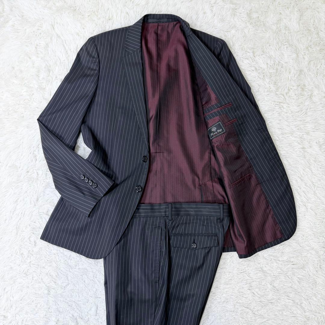 【高級/伊製生地】メンズビギ セットアップ スーツ SUPER 110'S 紺