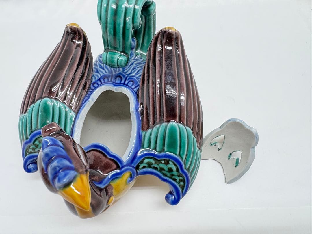 で*い様 九谷焼 木田弘之 鳳凰 香炉 置物 色釉