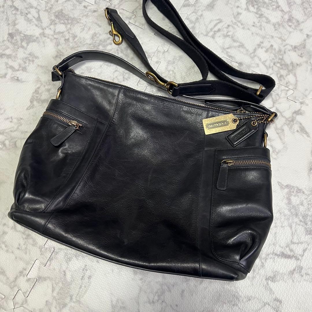 コーチ　71039 レザー　黒　2way ショルダーバック
