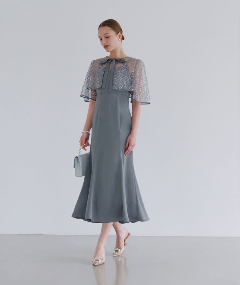 Leja スパンコールビジューボレロマーメイドワンピースドレス