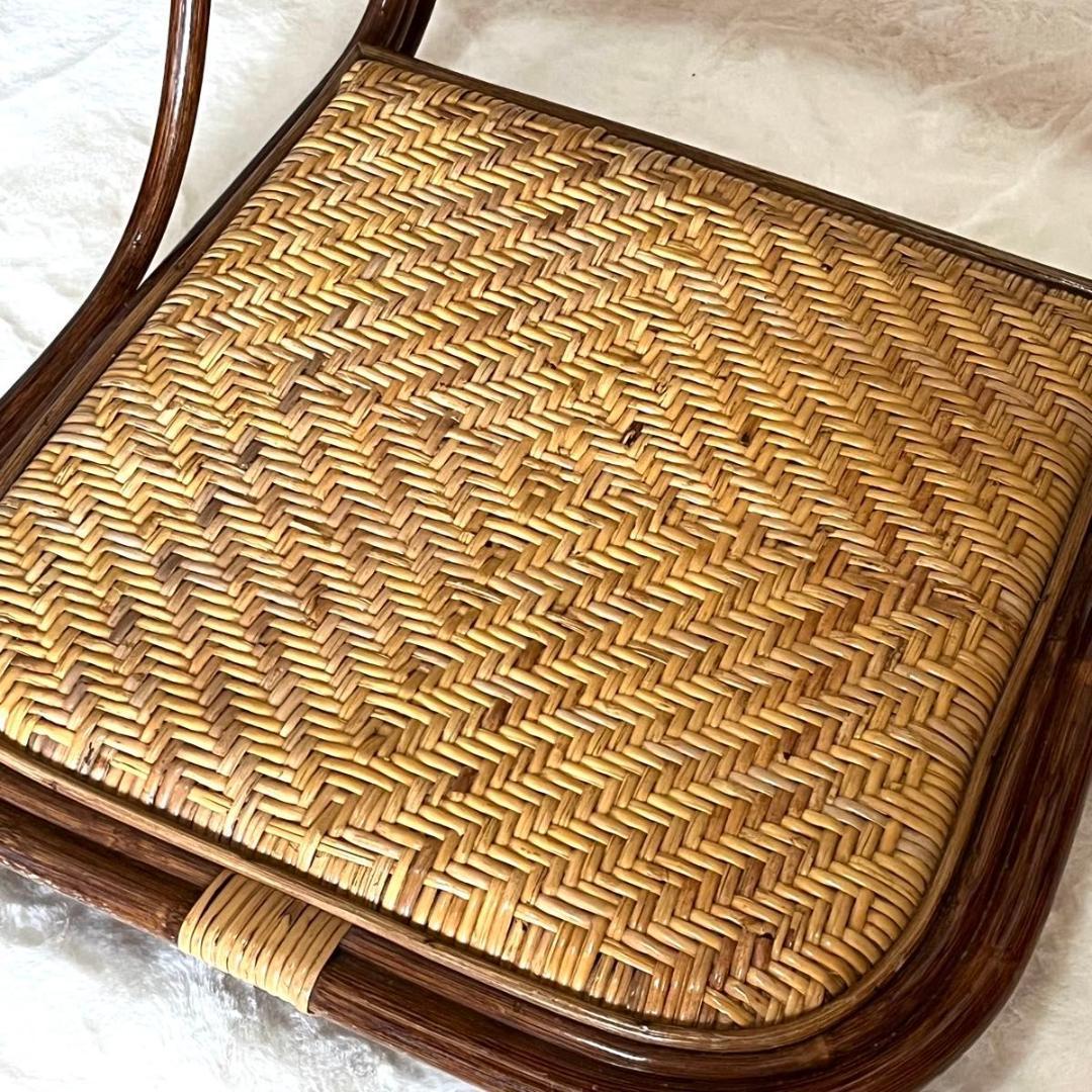 ラタン 回転座椅子 レトロ　ヴィンテージ　ラタンチェア　ロータイプ　2脚セット