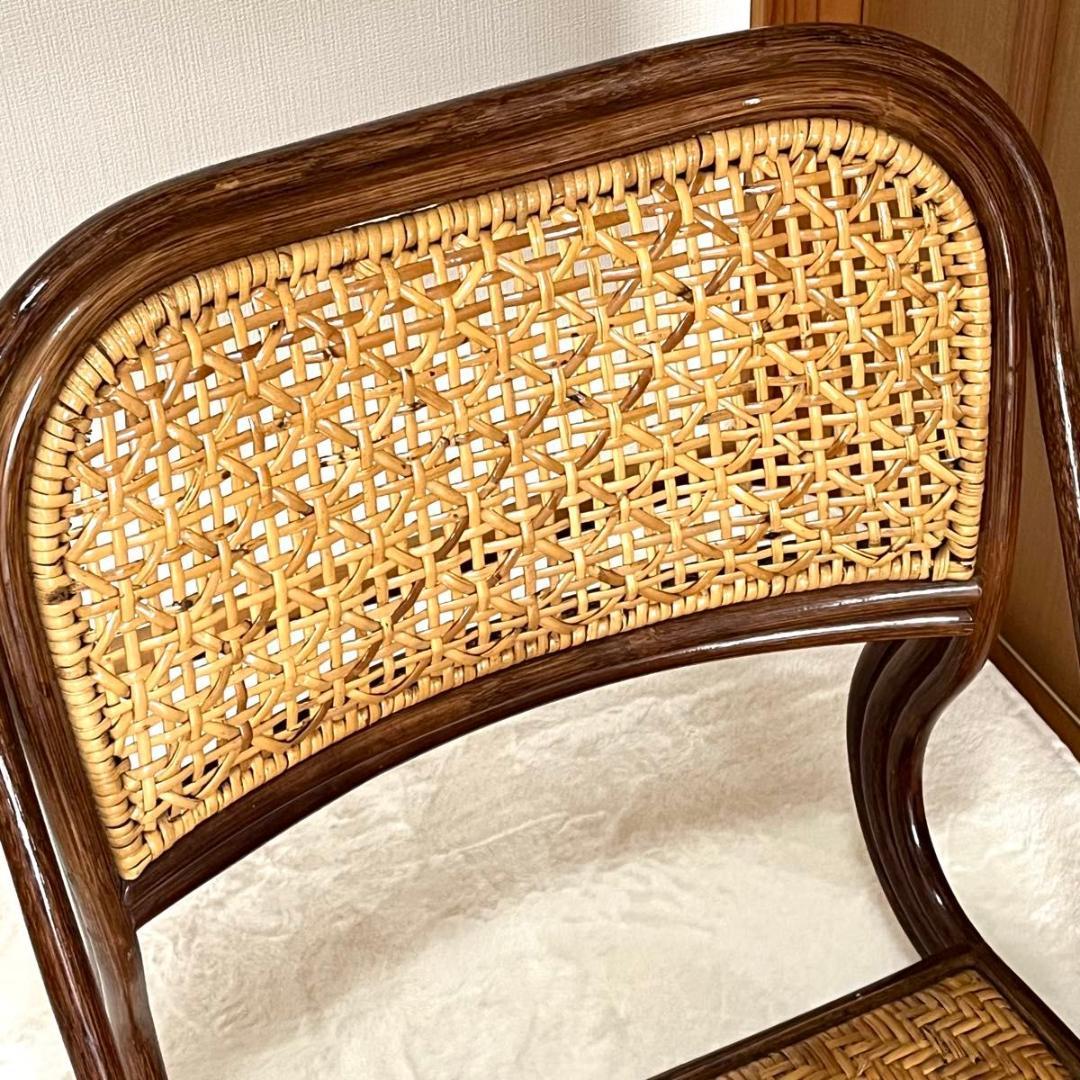 ラタン 回転座椅子 レトロ　ヴィンテージ　ラタンチェア　ロータイプ　2脚セット