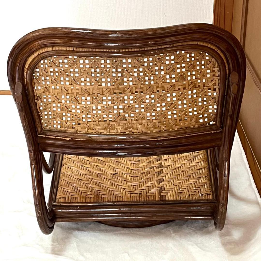 ラタン 回転座椅子 レトロ　ヴィンテージ　ラタンチェア　ロータイプ　2脚セット