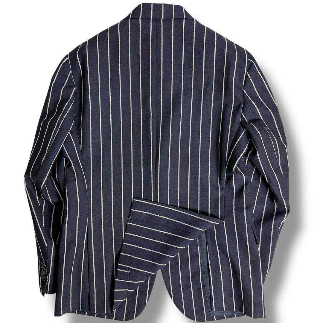 J6451超美品 デペトリロ Napoliチョークストライプジャケット 紺 50