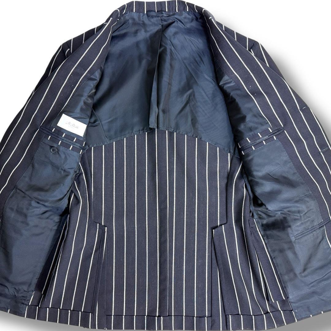 J6451超美品 デペトリロ Napoliチョークストライプジャケット 紺 50