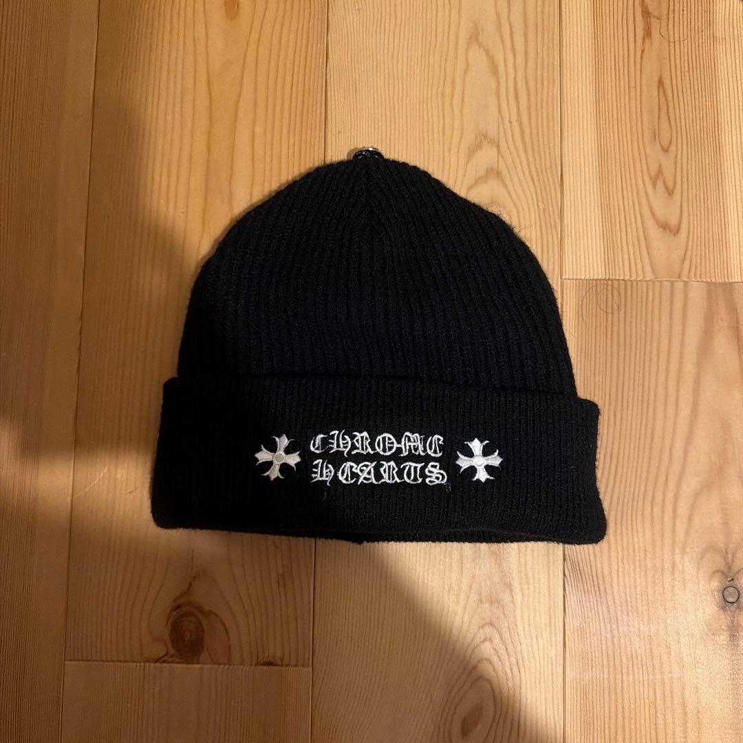 クロムハーツ　黒ブラック　ニット帽　ビーニー　帽子
