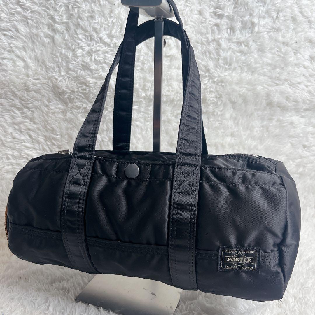 未使用級 ポーター タンカー ミニボストン ブラック ドラムバッグ 肩がけ 黒