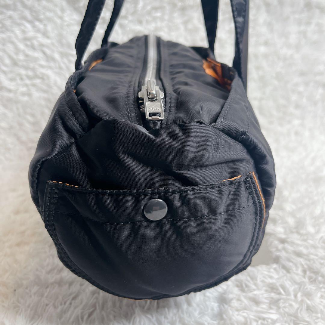 未使用級 ポーター タンカー ミニボストン ブラック ドラムバッグ 肩がけ 黒