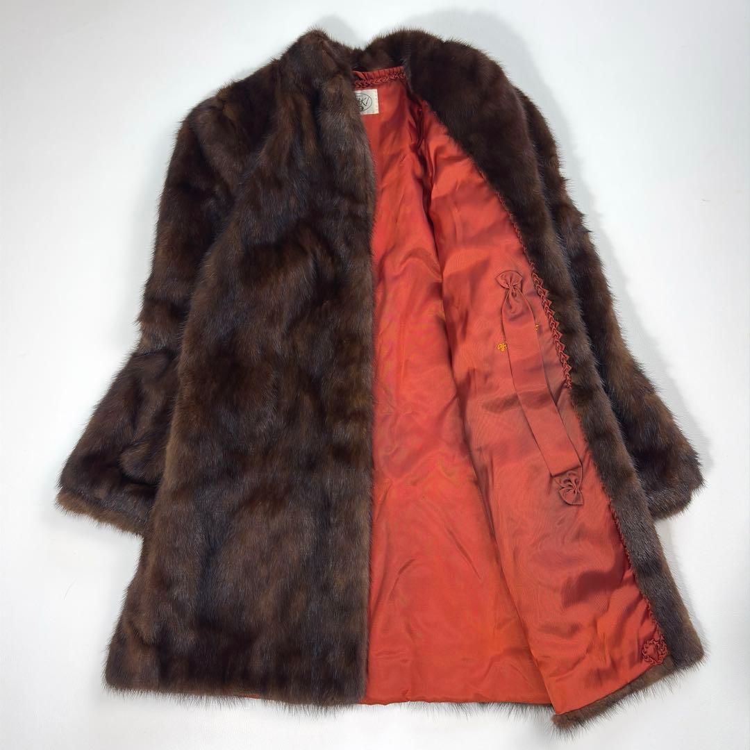 高級 IWASAKI 毛皮コート ファーコート ミンク ロング ダークブラウン