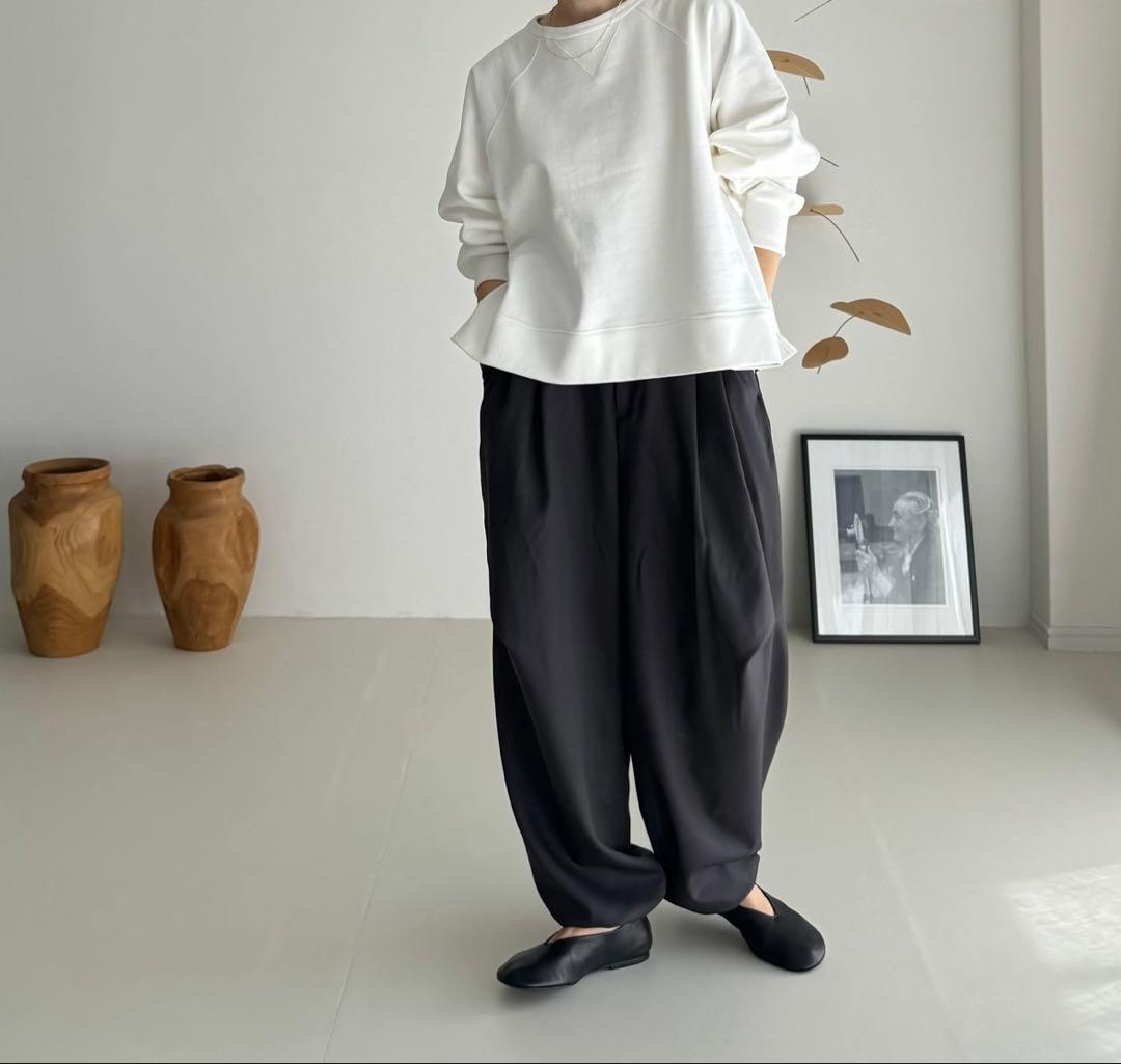 パンツ WOOL WIDE TUCK PANTS/CHACOAL BROWN