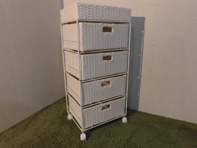 アウトレット【送料無料・新品】ラタン風★サニタリー★ランドリーチェスト/ホワイト