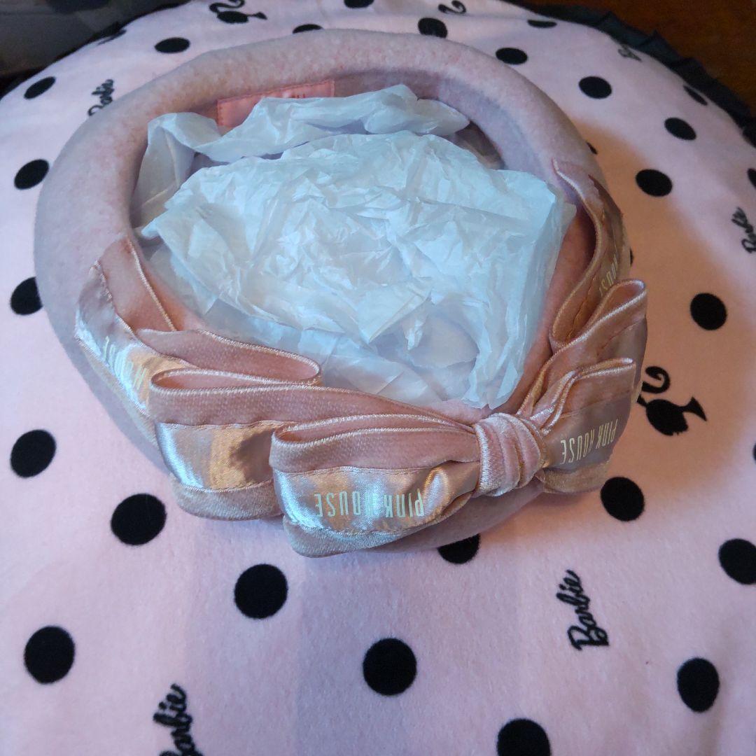 なーなピンクハウス 青木美沙子コラボ リボン ベレー帽ピンク