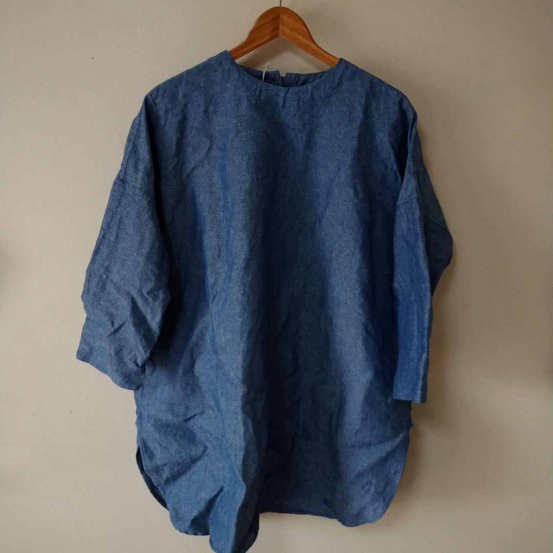 45R　リネンツイードチュニック 00-フリー 75-ブルーシャンブレー