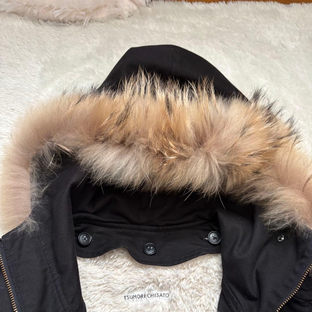 TSUMORI CHISATO ツモリチサト フードモッズコート ファー ボア