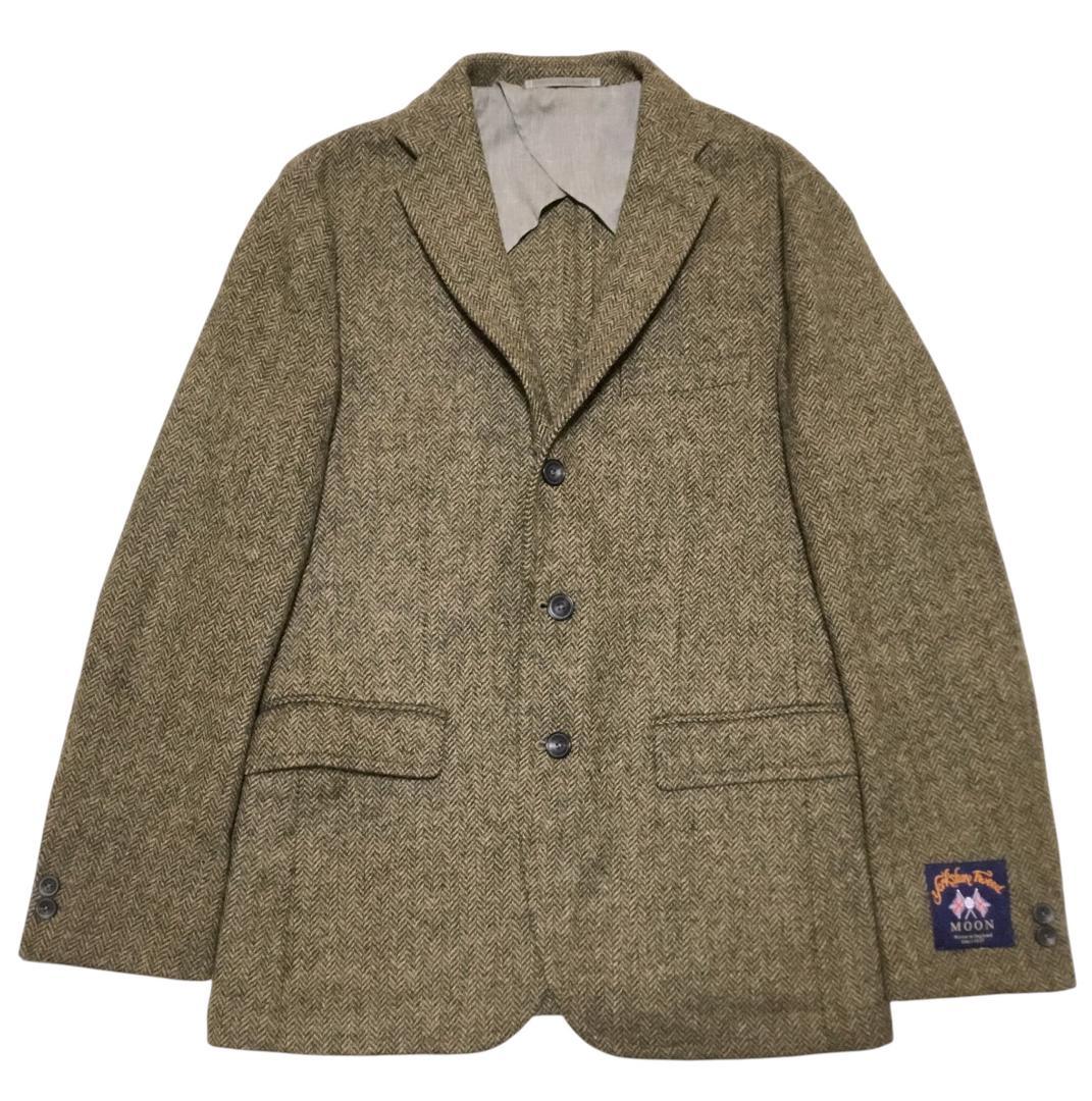 英国MOON社生地 グリーンレーベルリラクシング ツイードジャケット L