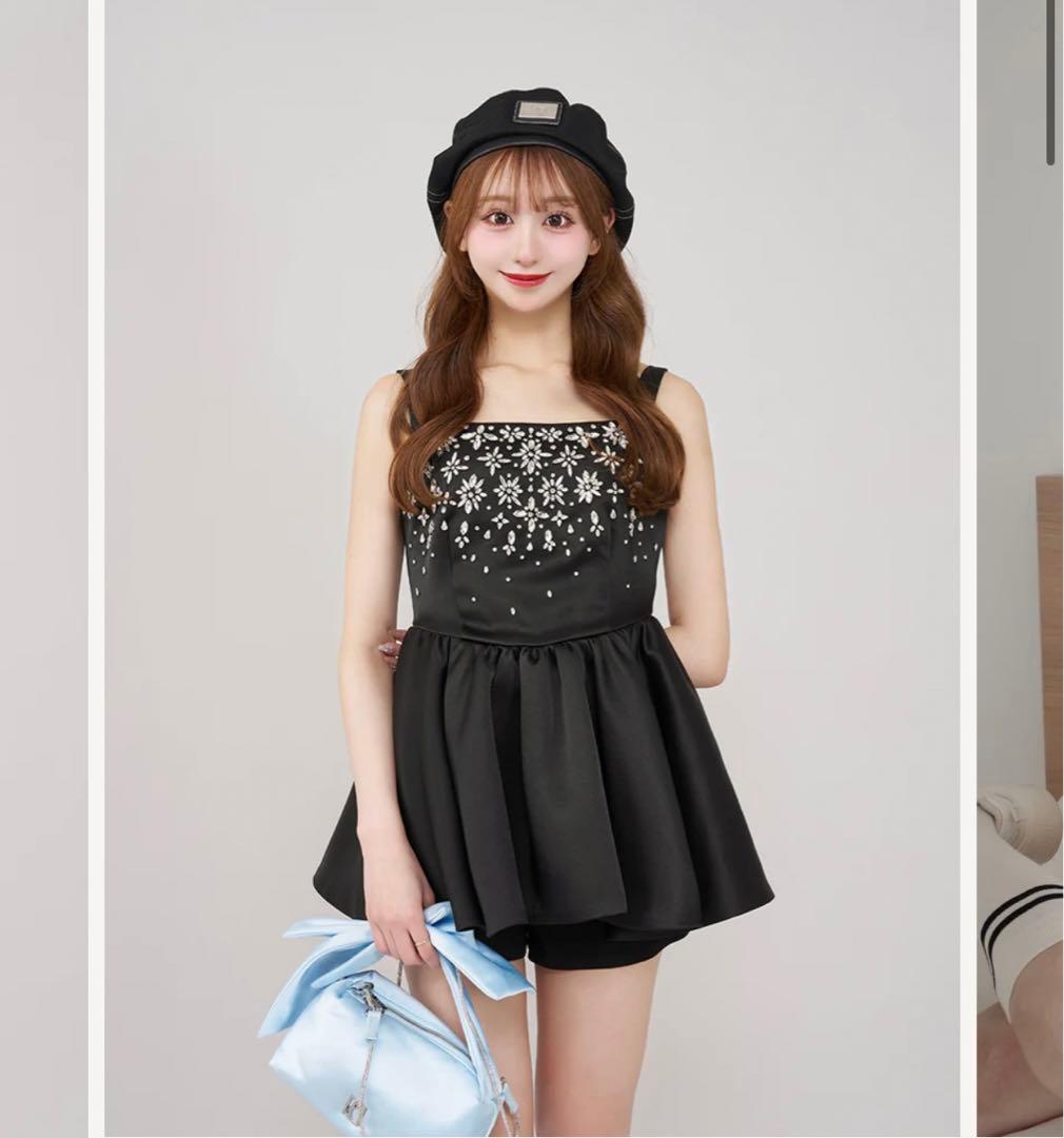 新品タグ付 ダーリッチ ジュエリーフレアチュニック ブラック