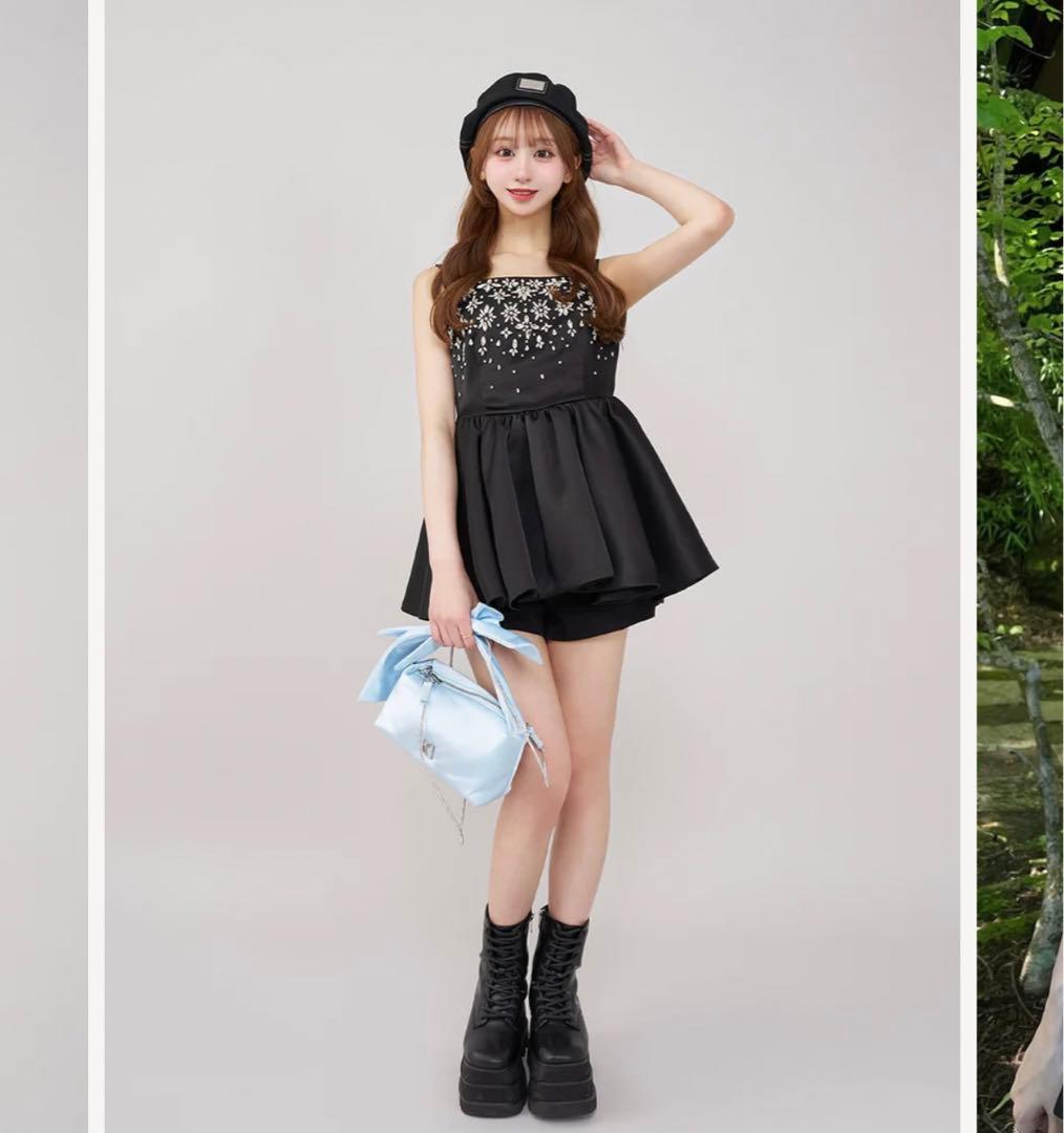 新品タグ付 ダーリッチ ジュエリーフレアチュニック ブラック