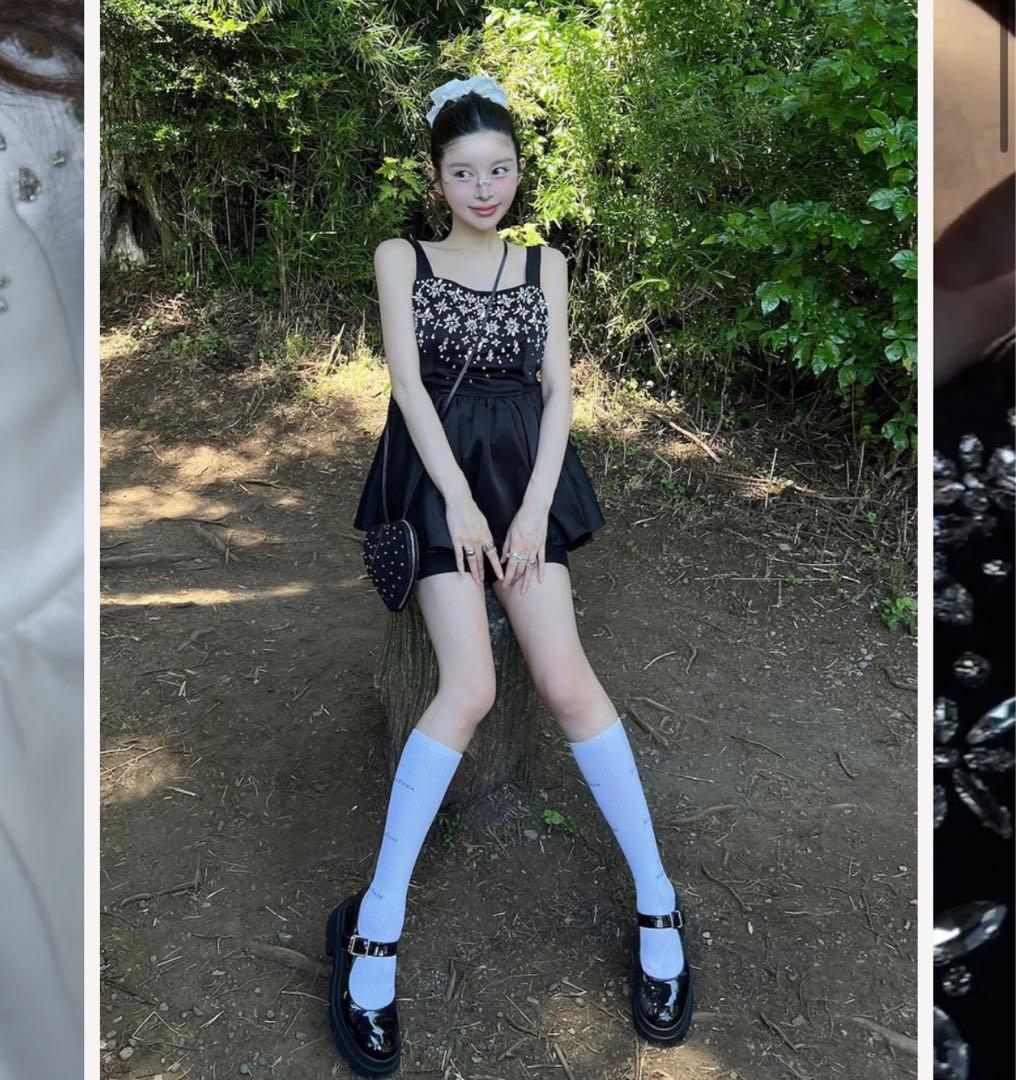 新品タグ付 ダーリッチ ジュエリーフレアチュニック ブラック