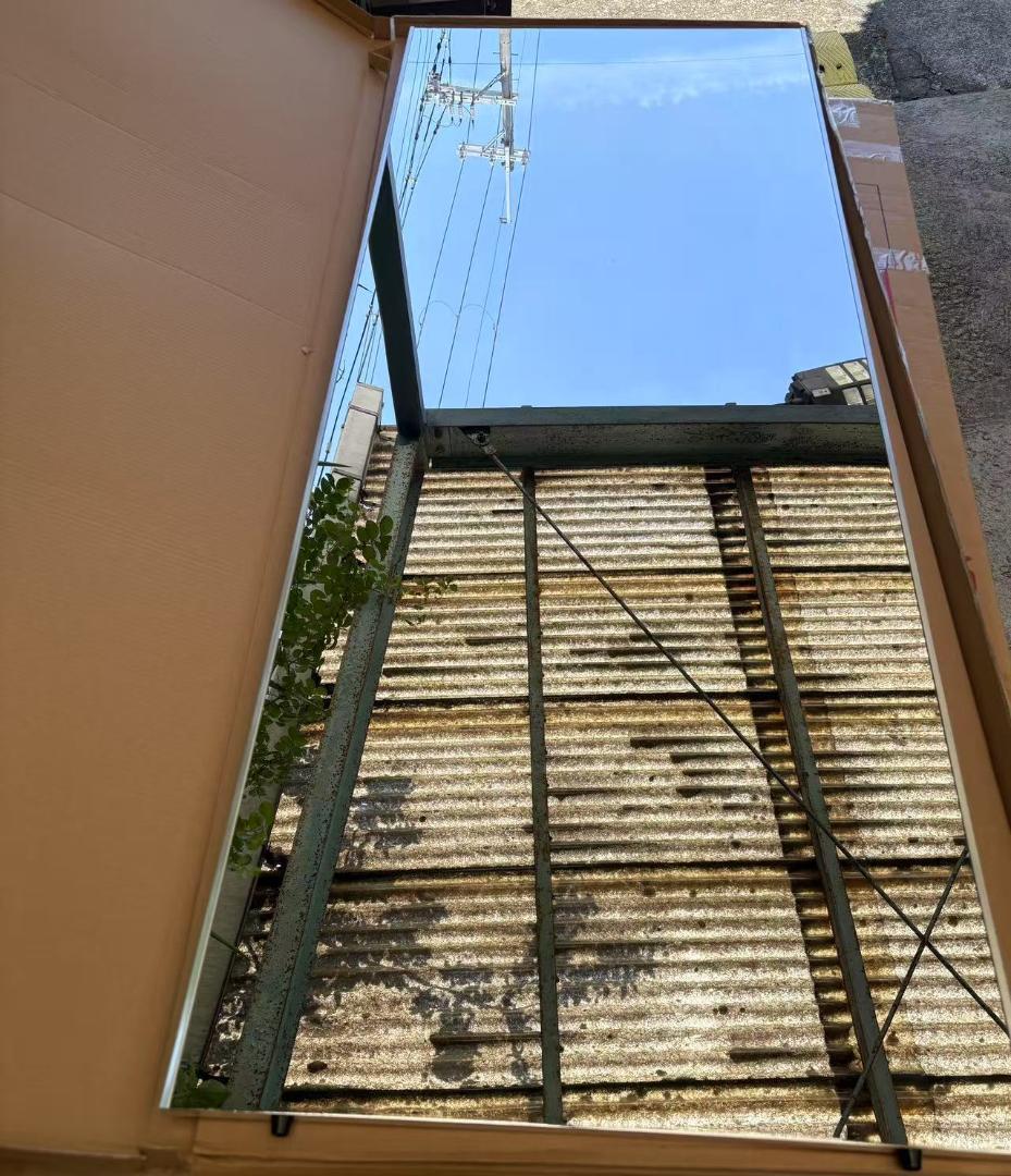 【美品】ダンスミラー 割れない鏡 幅60x160cm 姿見 銀色 13番