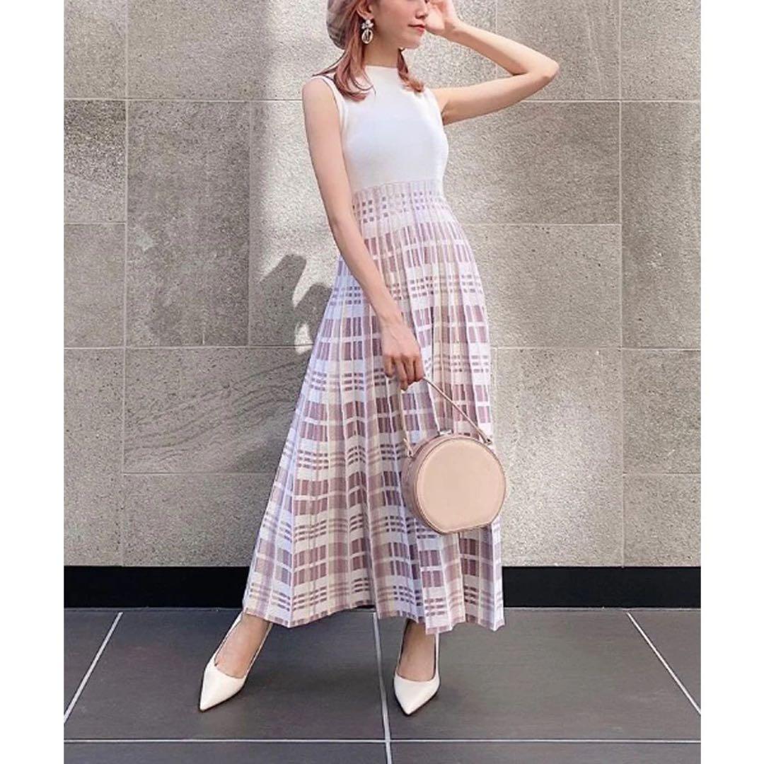 新品 エイミーイストワール early autumnチェックニットワンピース