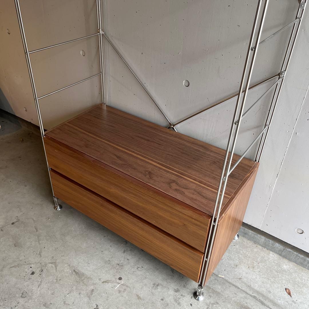 美品★無印 ステンレスユニットシェルフ・ウォールナット材・ワードローブセット