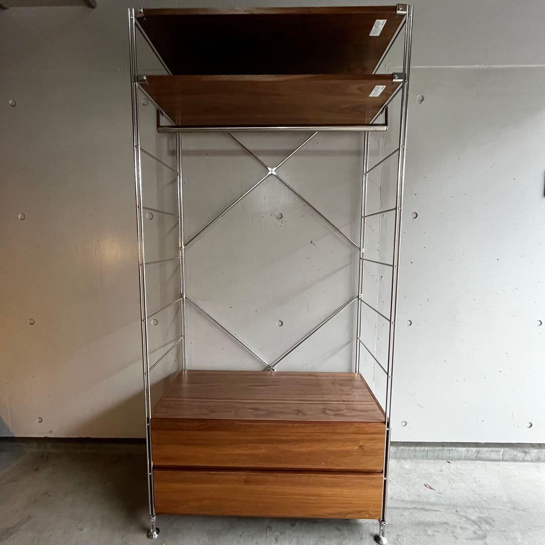 美品★無印 ステンレスユニットシェルフ・ウォールナット材・ワードローブセット