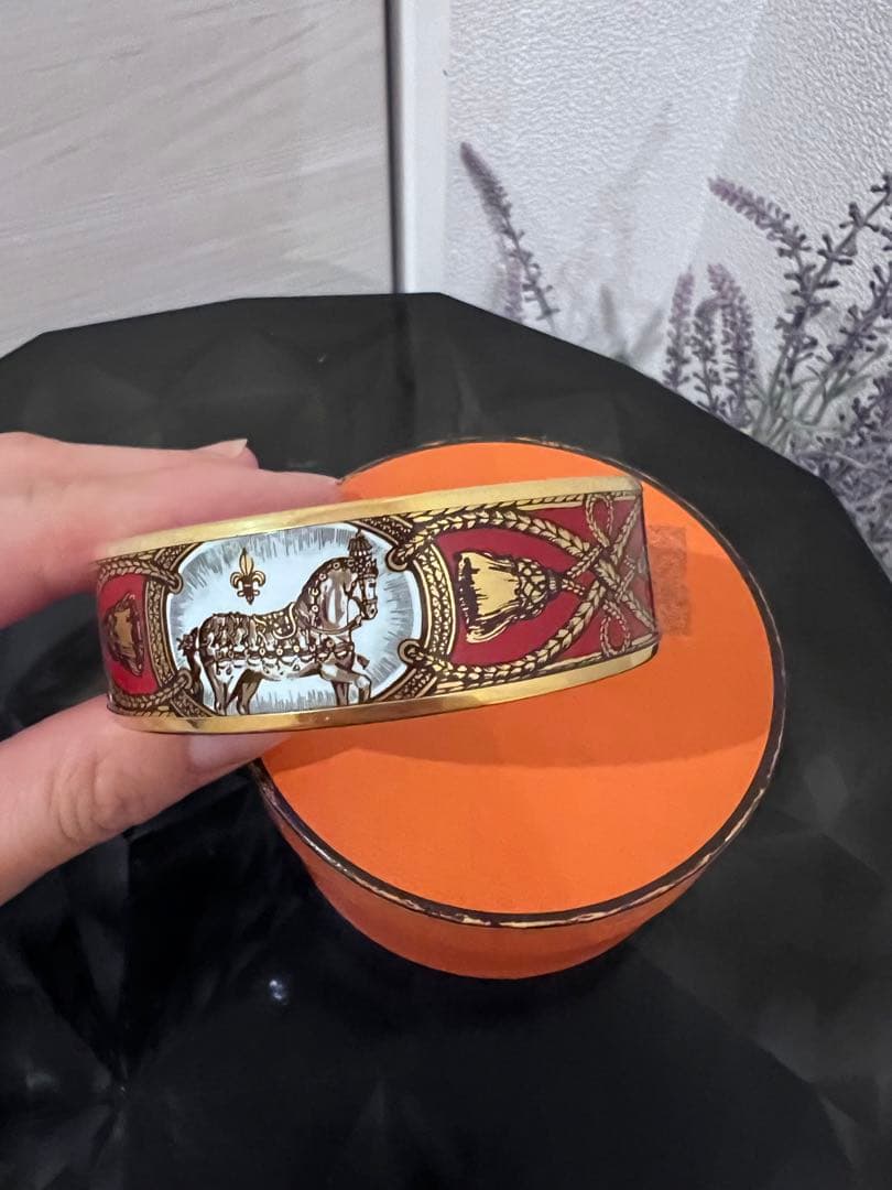 エルメス　エマイユバングル　レッドゴールド