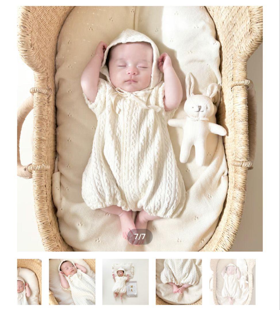 新品未使用　退院着&ボンネット (半袖)　mocomoco