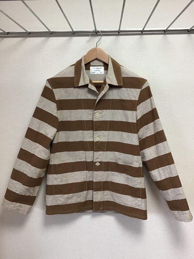 WAREHOUSEブラウンボーダープリズナージャケット. SIZE 38(M)