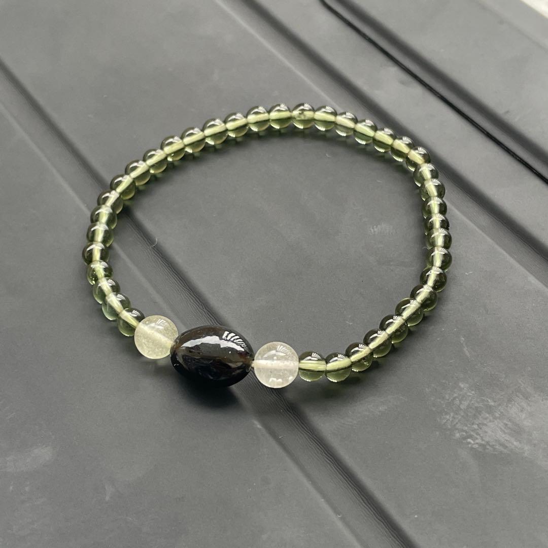天然　モルダバイト & リビアングラス　ブレスレット