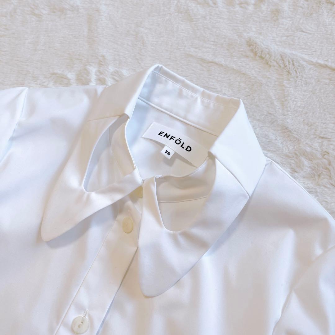 完売品★美品★エンフォルド2024SS ホールカラーシャツ　ホワイト　38 変形