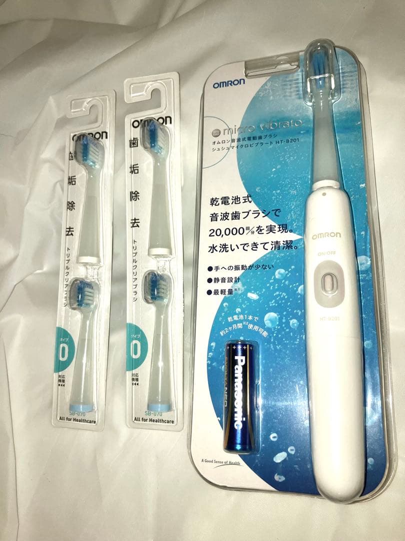 オムロン音波式電動歯ブラシ　シュシュマイクロHT-B201 未使用品 変ブラシ付