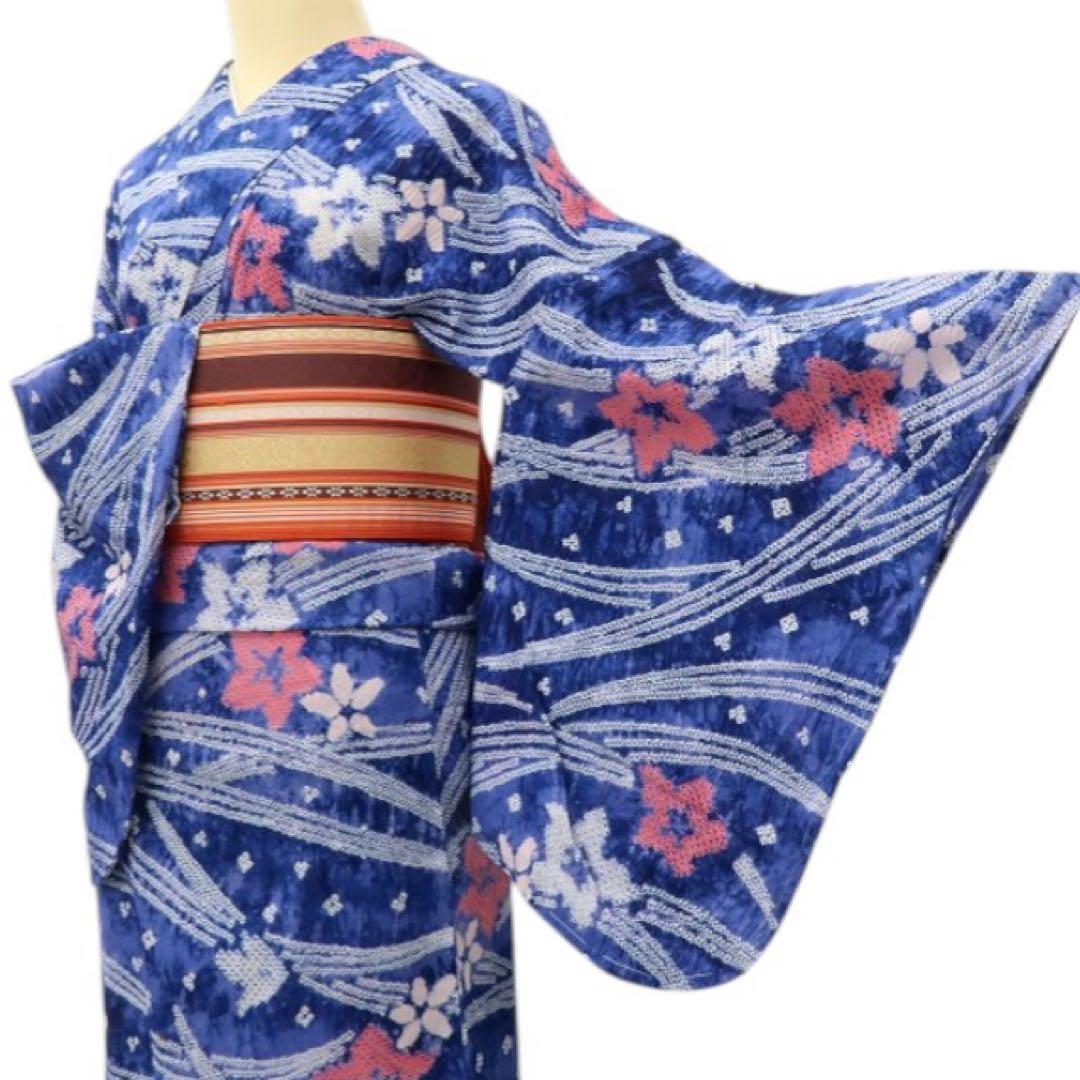美品 有松鳴海絞り 桔梗 高級浴衣 着物 A3352