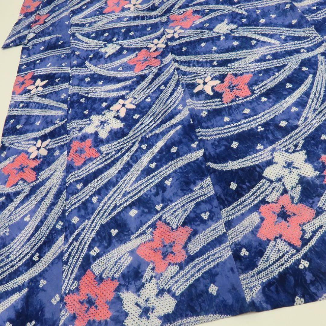 美品 有松鳴海絞り 桔梗 高級浴衣 着物 A3352