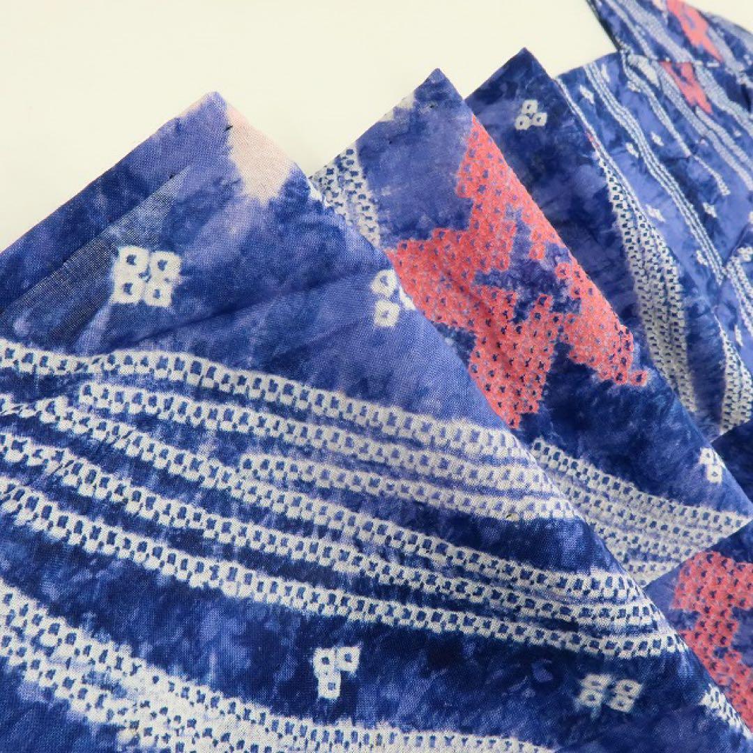 美品 有松鳴海絞り 桔梗 高級浴衣 着物 A3352