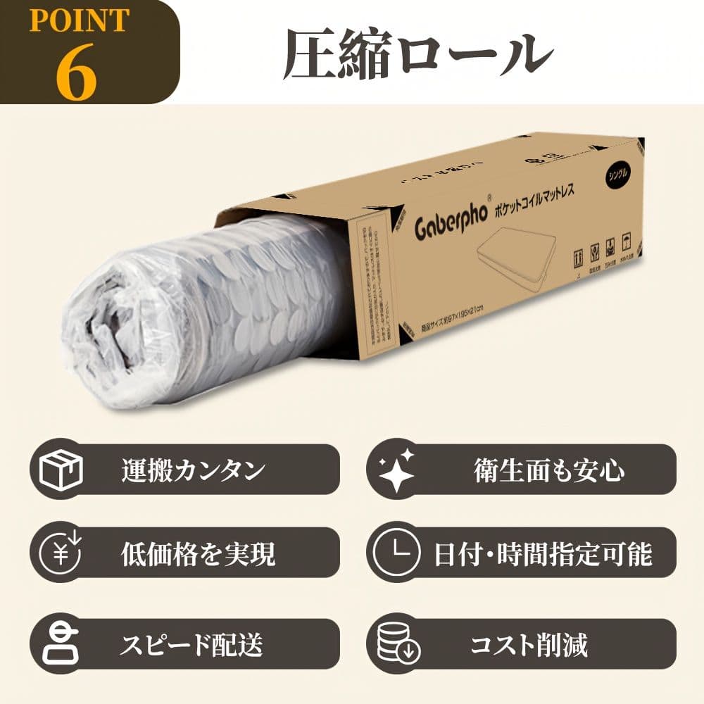 セプレミアムスプリング式マットレス 21cm 圧縮包装 快適睡眠 120×195