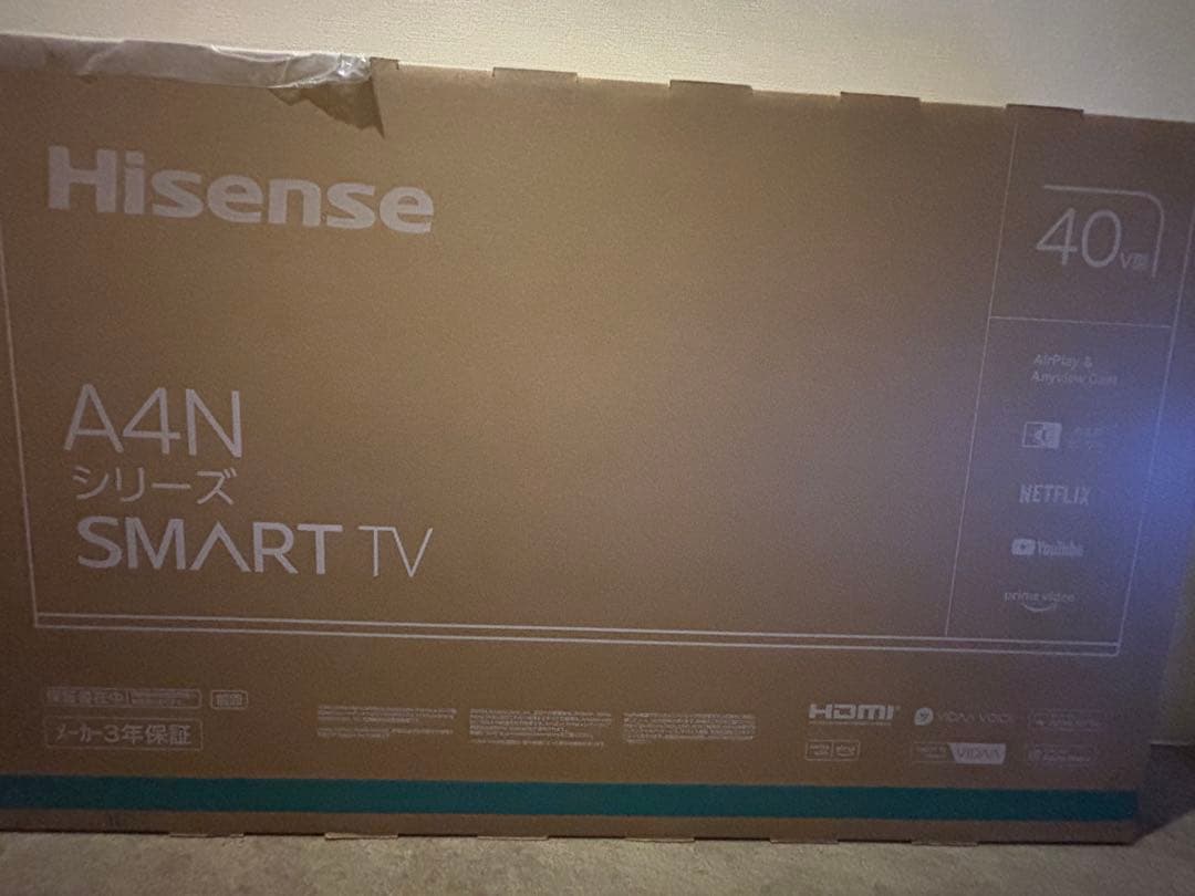 未開封 ハイセンスTV 40A4N 40型　12月購入